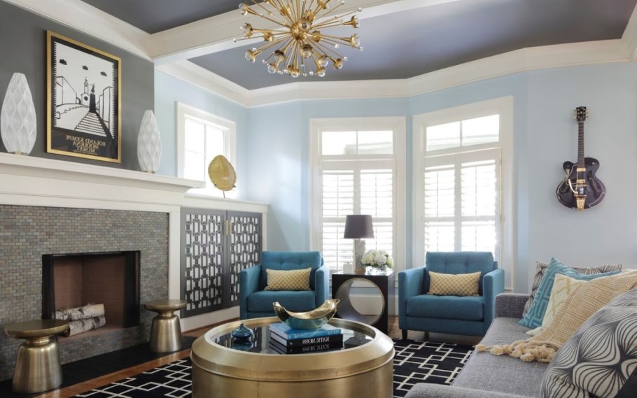 Голубая гостиная интерьер
