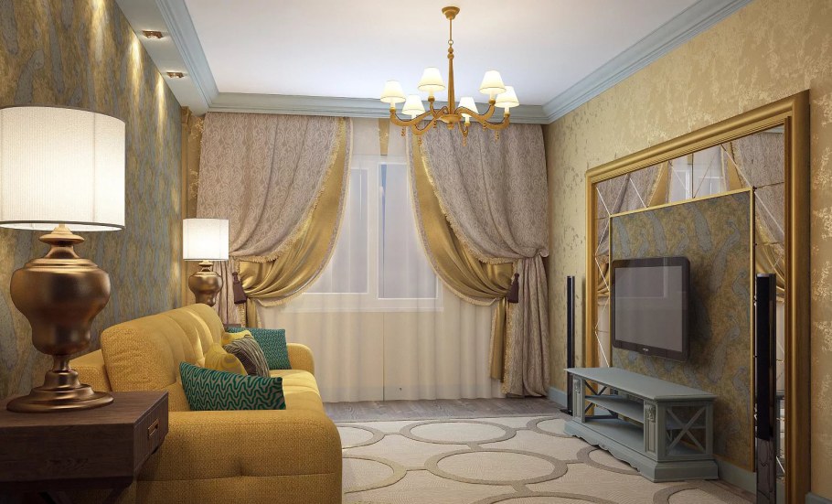 Шторы в гостиную в классическом стиле