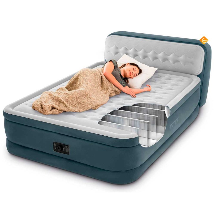 Двуспальная надувная кровать Ultra Plush Headboard 152х236х46х86см, Intex - 64448