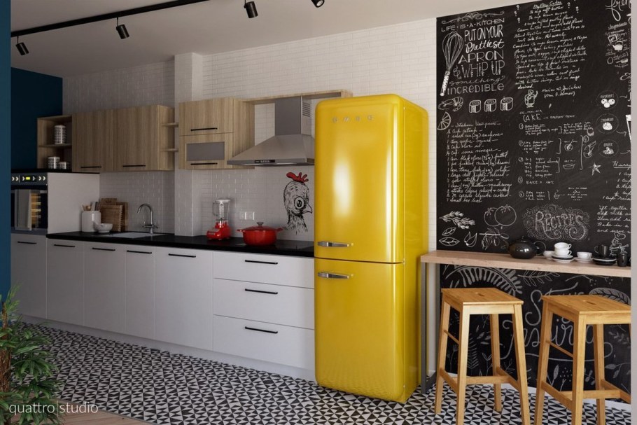 Холодильник Smeg fab28lg1 желтый
