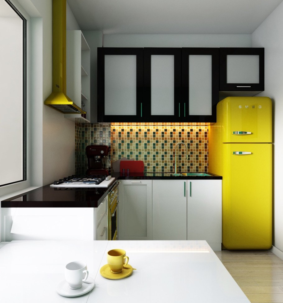 Холодильник в интерьере кухни