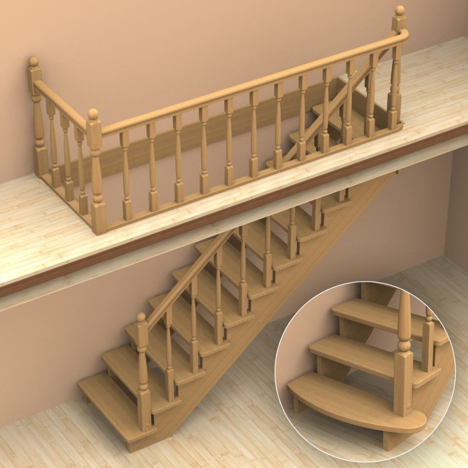 Прямые деревянные лестницы