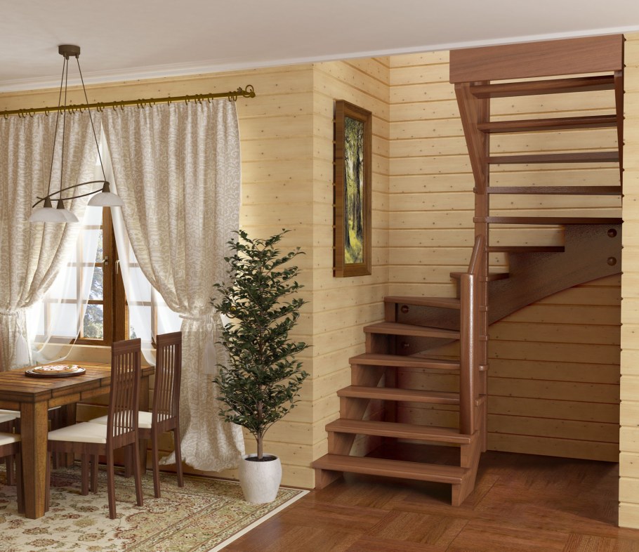Лестница из сосны к-002м