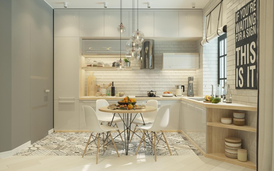 Лофт беж кухня