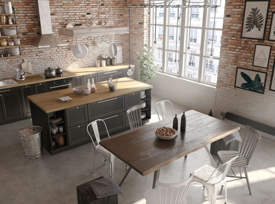 Маленькая кухня светлый лофт