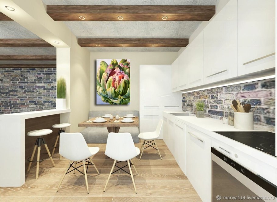 Кухня в стиле лофт светлій