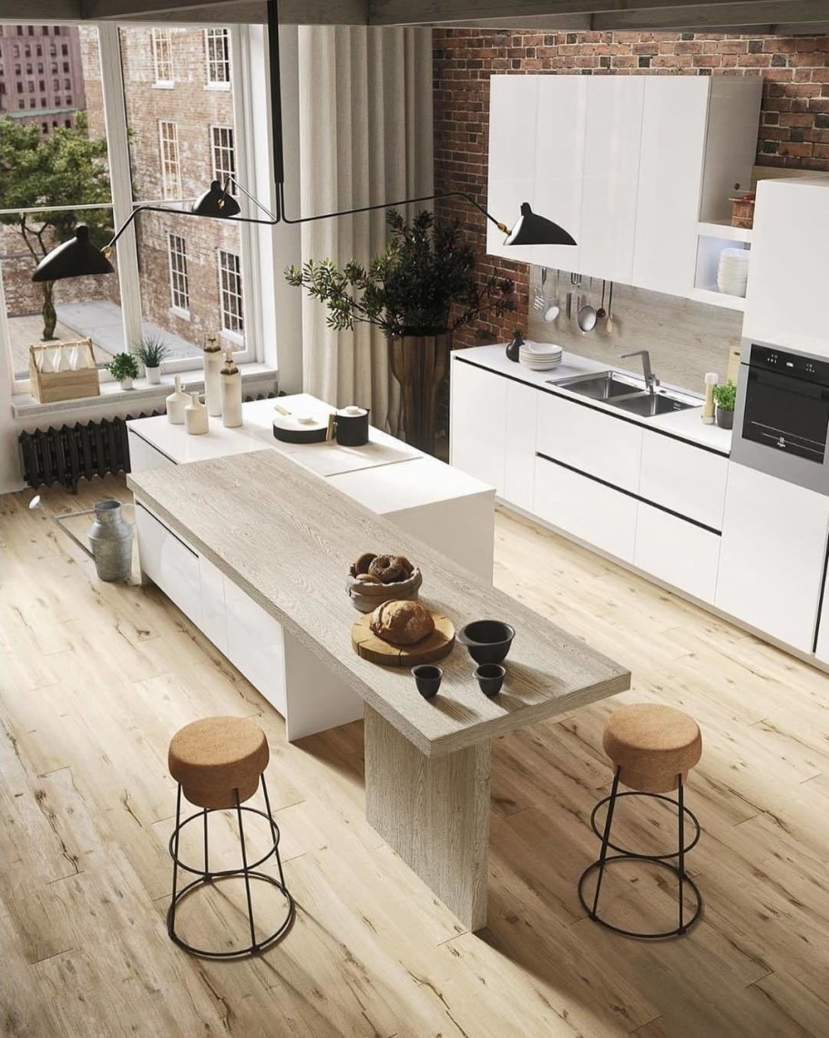 Кухня в стиле лофт светлое дерево