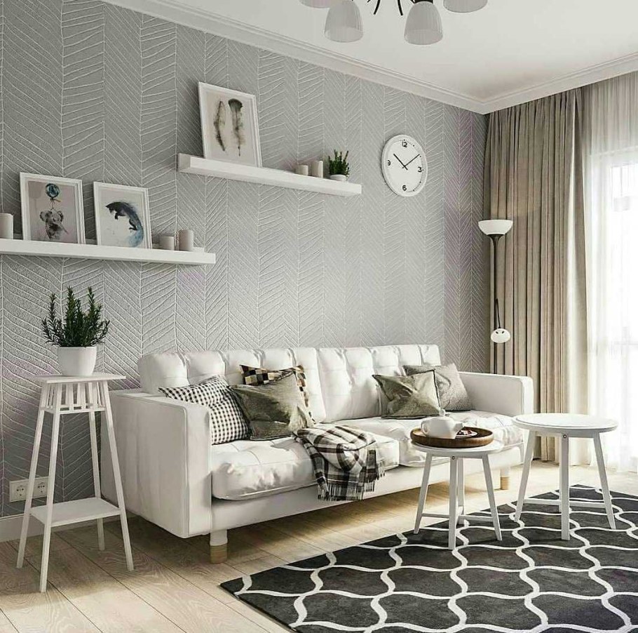 Обои компаньоны в интерьере гостиной