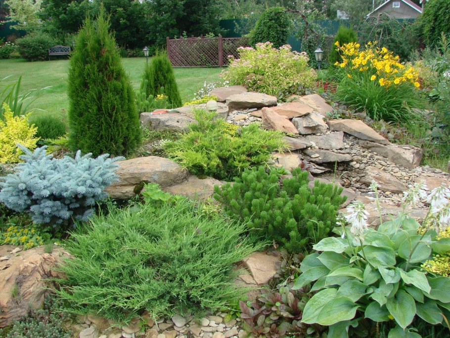 Альпийская горка с хвойниками