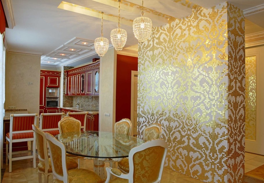 Золотые стены в интерьере