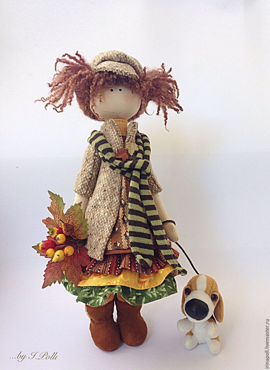 Текстильная кукла с собачкой