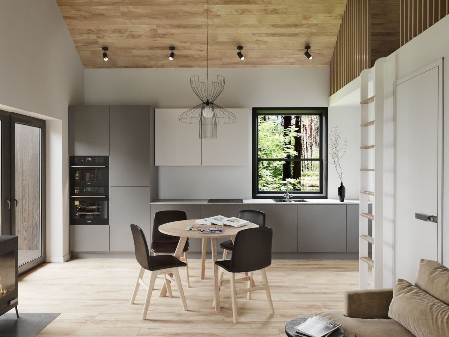 Интерьер Барнхауса кухни-гостиной