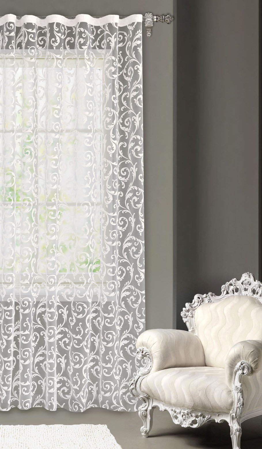 Белоснежная тюль с узором