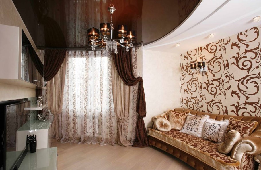 Шторы в бежево коричневых тонах