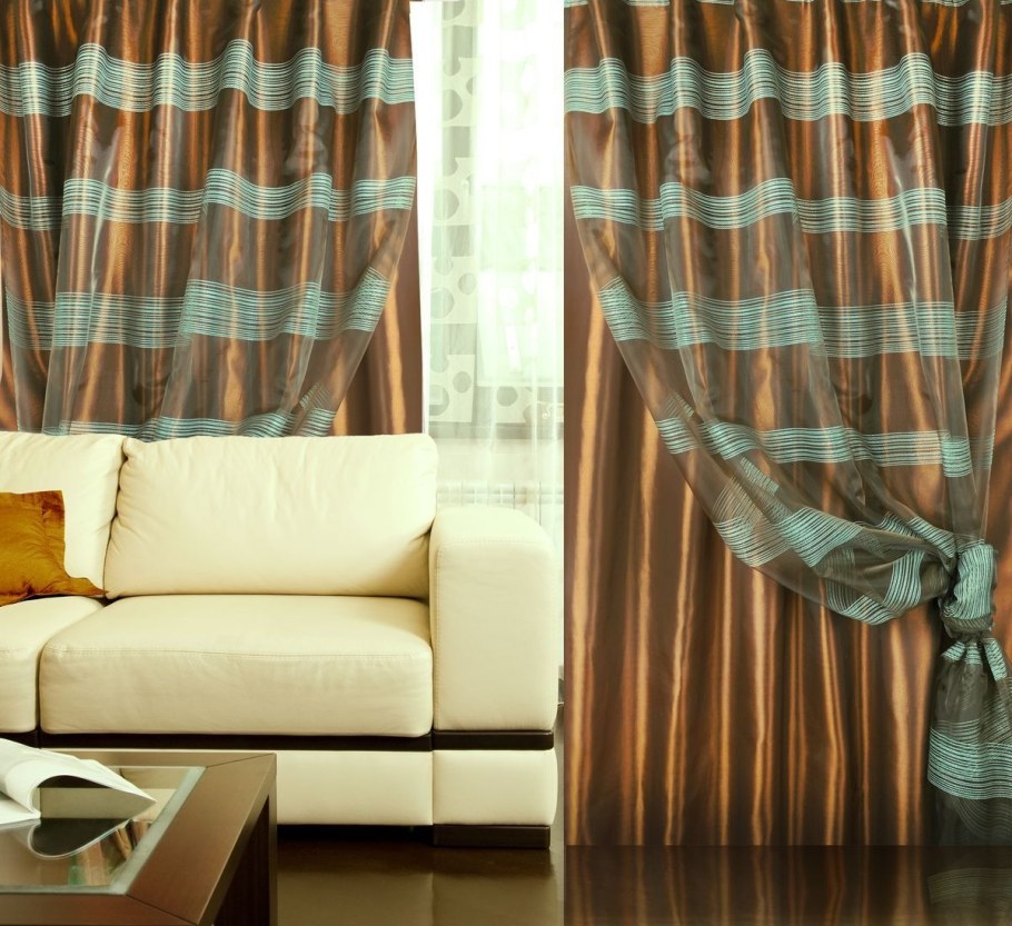 Шторы в гостиную коричневые