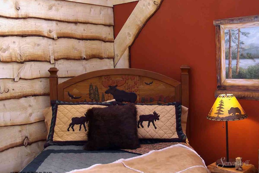 Стена из необрезной доски в интерьере