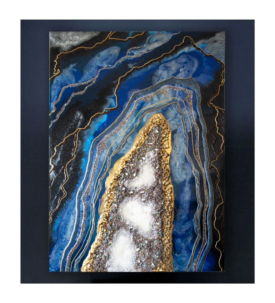 Картины флюид арт срез камня