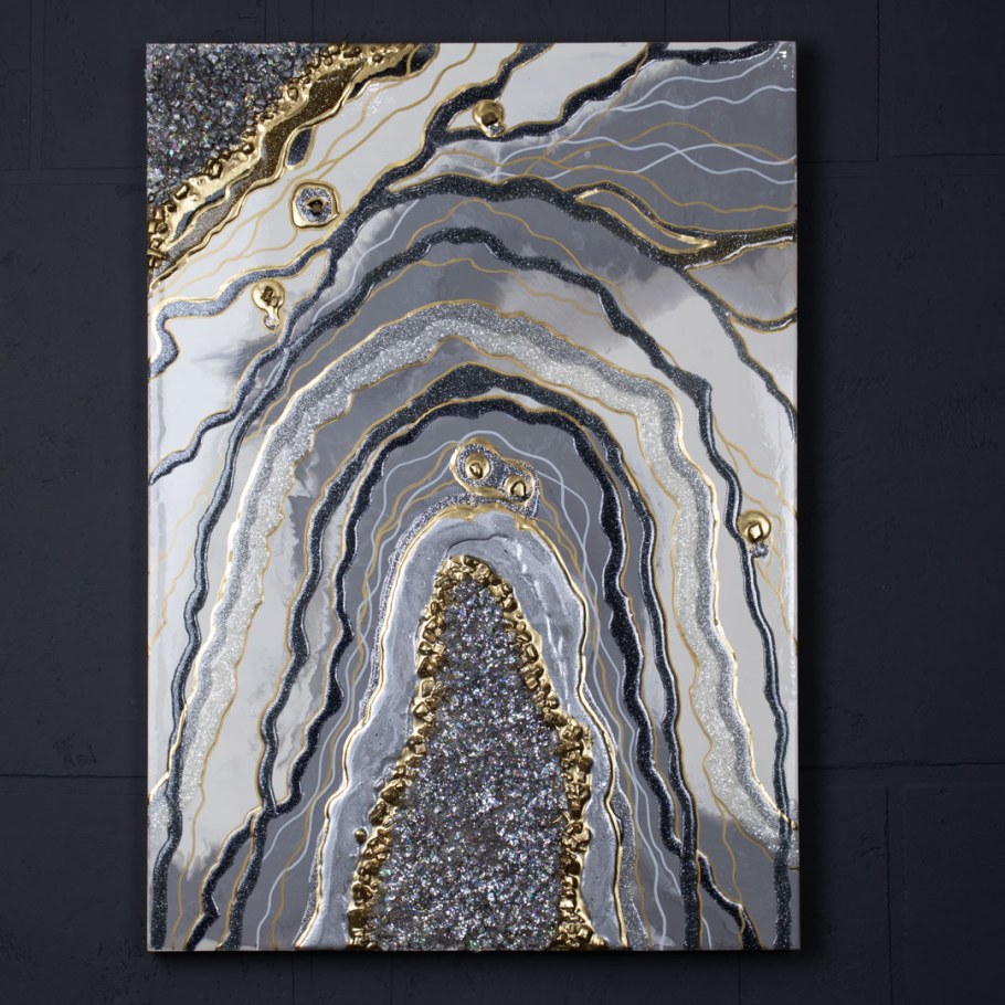 Флюид арт срез камня жеода