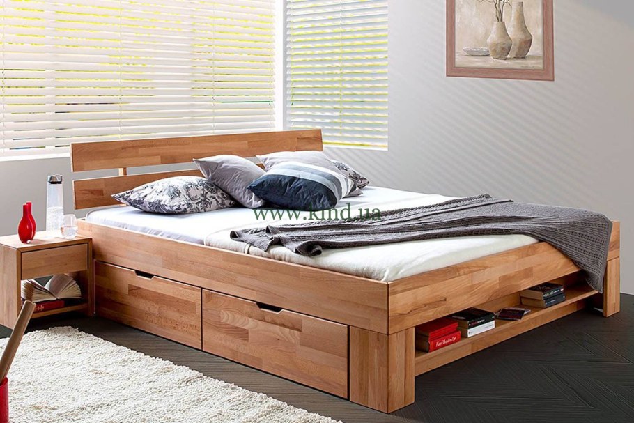 Кровать двуспальная с выдвижными ящиками