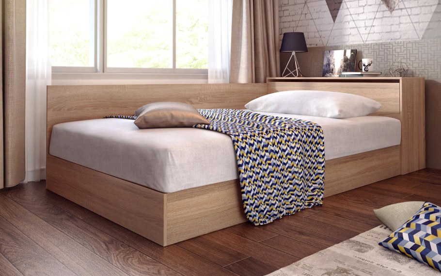 Полутораспальная кровать Torino 120s 120х200 белый / дуб Наварра