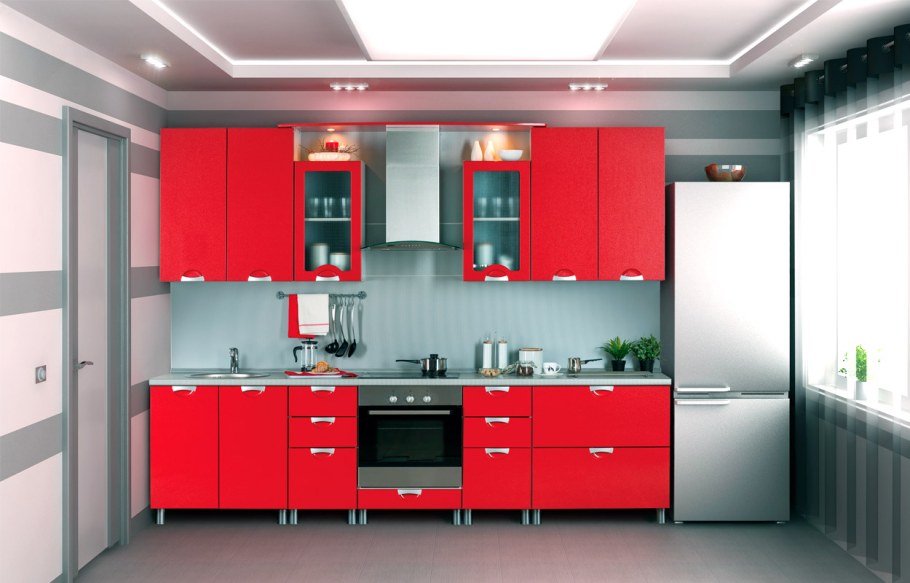 Красные кухни