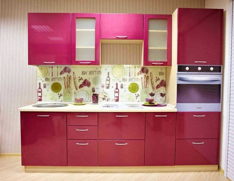 Розовый кухонный гарнитур