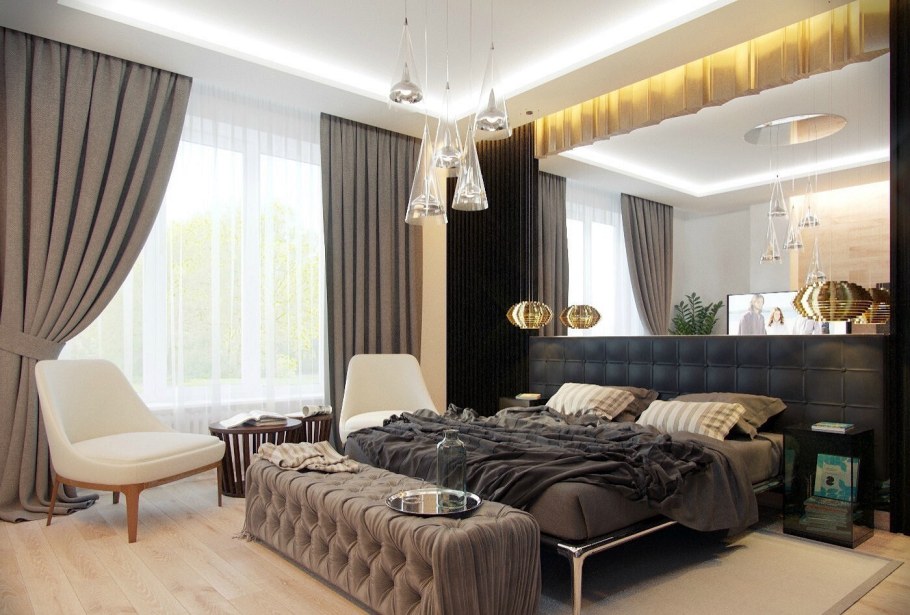Шторы в спальню в современном
