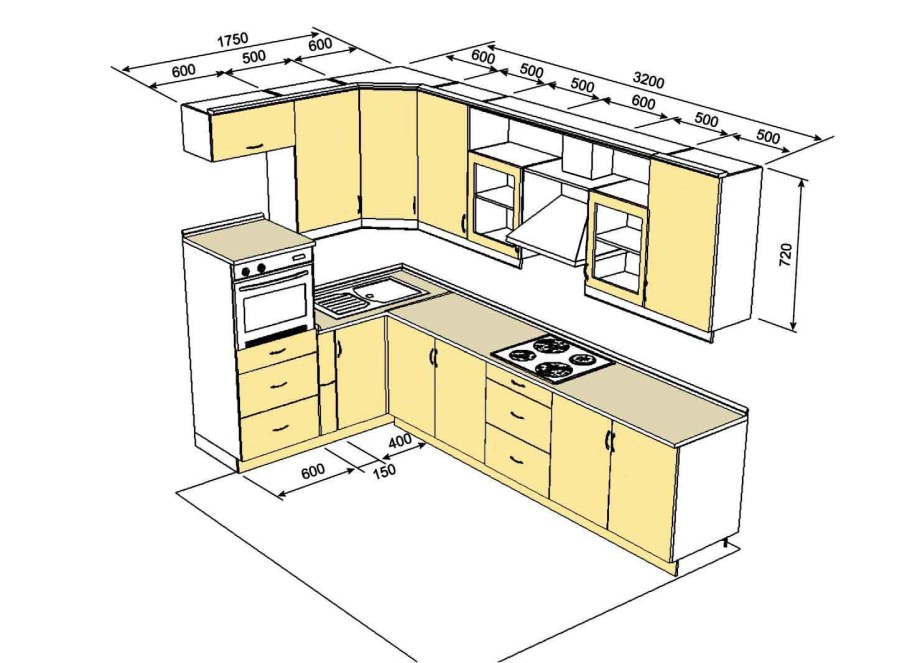 Стандартные угловые кухни