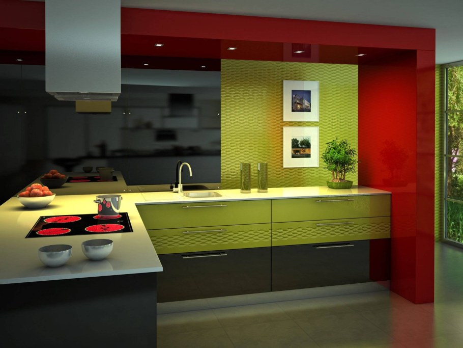 Стильная яркая кухня