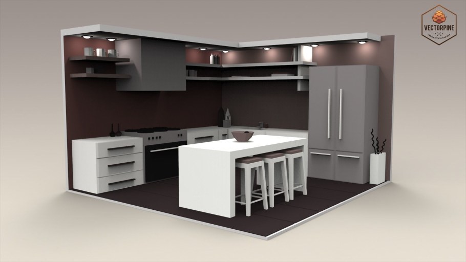 Кухня угловая 3d модель