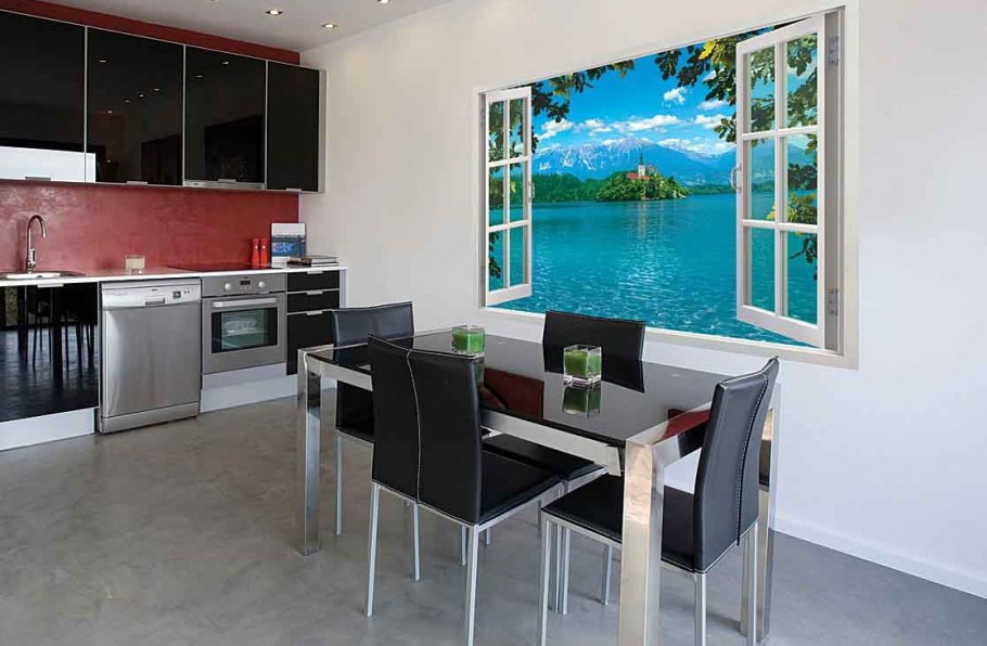 Фотообои в интерьере кухни