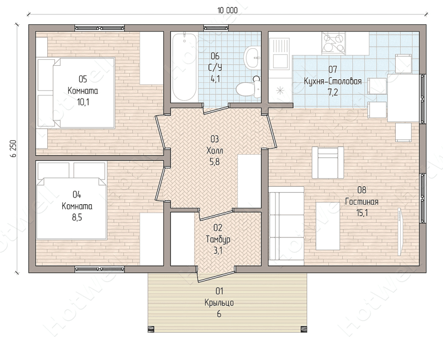 Планировка дома 60 кв.м одноэтажный