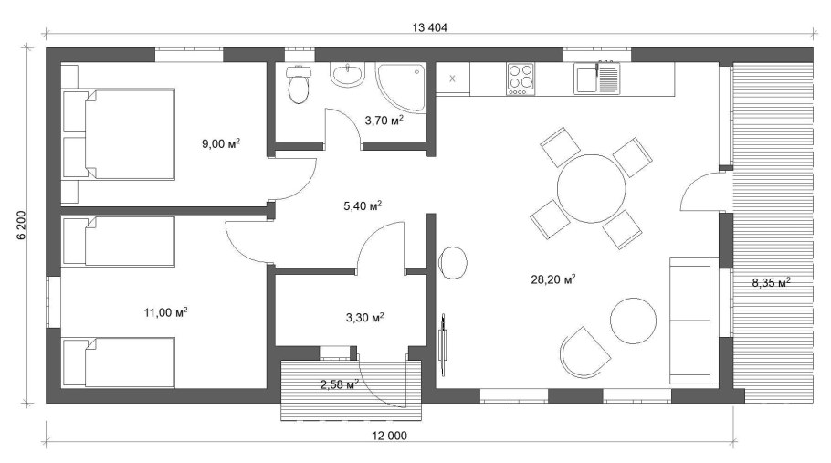 Каркасный дом 60 кв.м проект одноэтажный