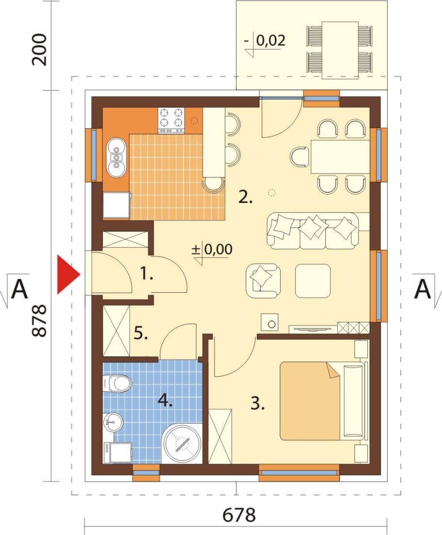Планировка дома 36м2 одноэтажного