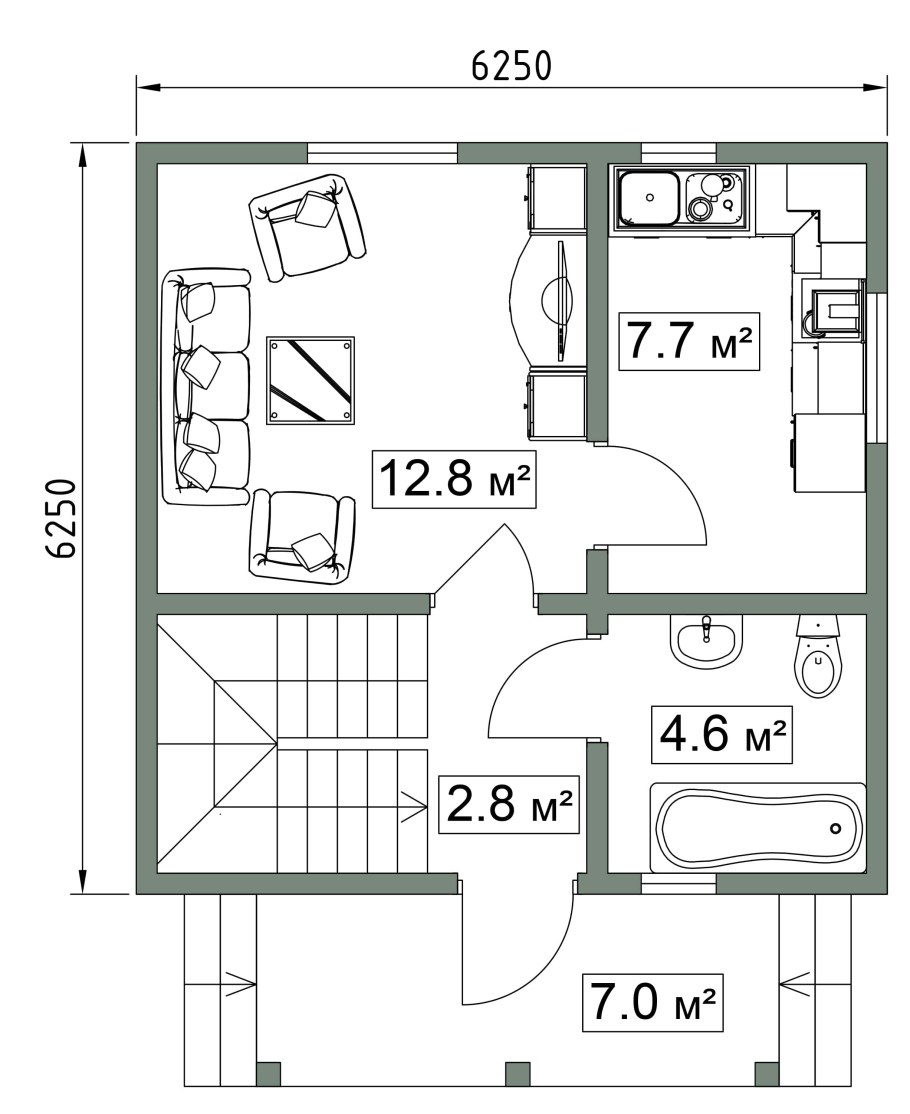 Планировка дома 60 кв.м двухэтажный