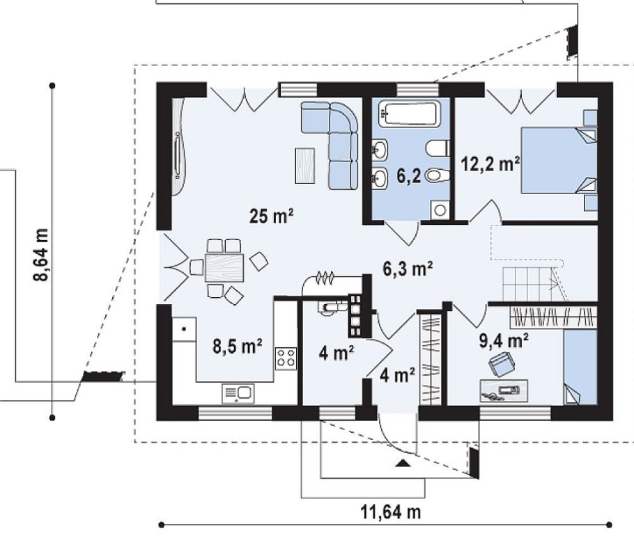 Дом из газобетона 80 кв.м одноэтажные