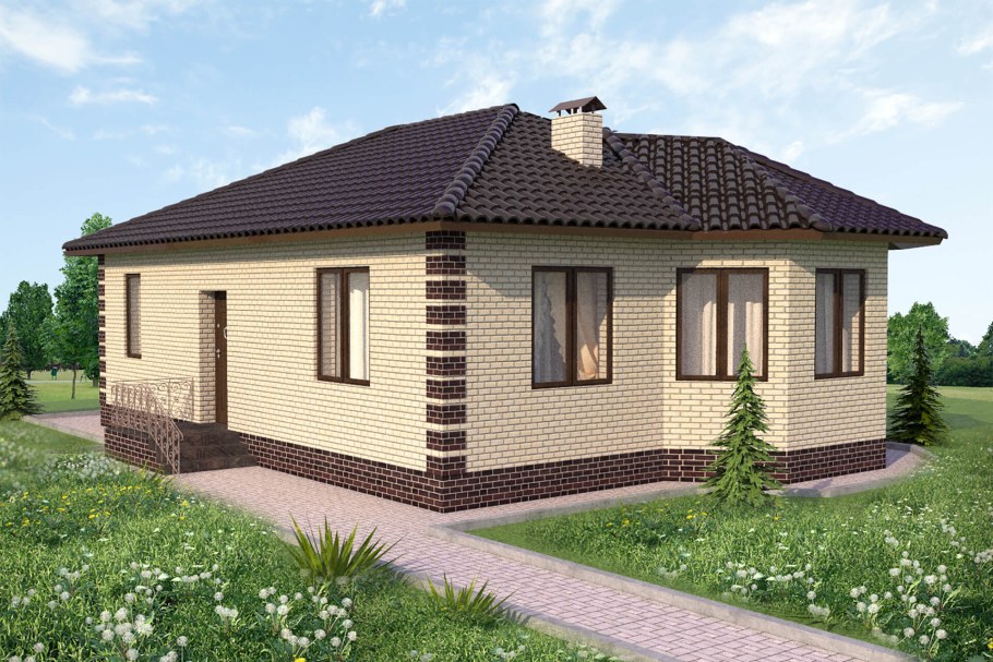 Одноэтажный кирпичный дом 70 кв.м