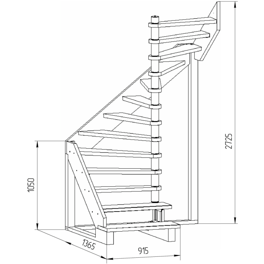 Лестница поворотная на 180 лс-01у универсальная чертеж