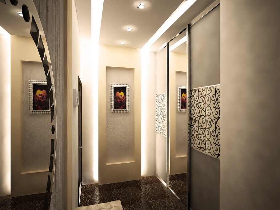 Коридор переходящий в гостиную