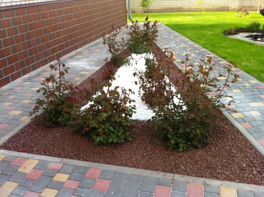 Клумба мульча корой