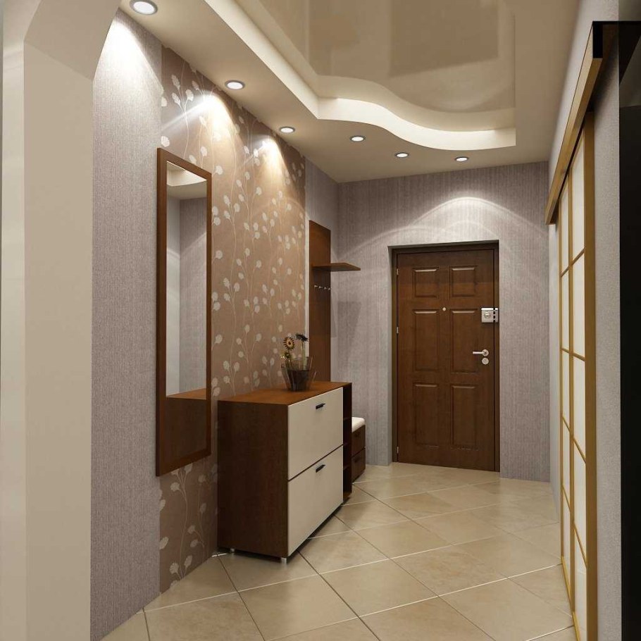 Многоуровневый потолок в коридоре