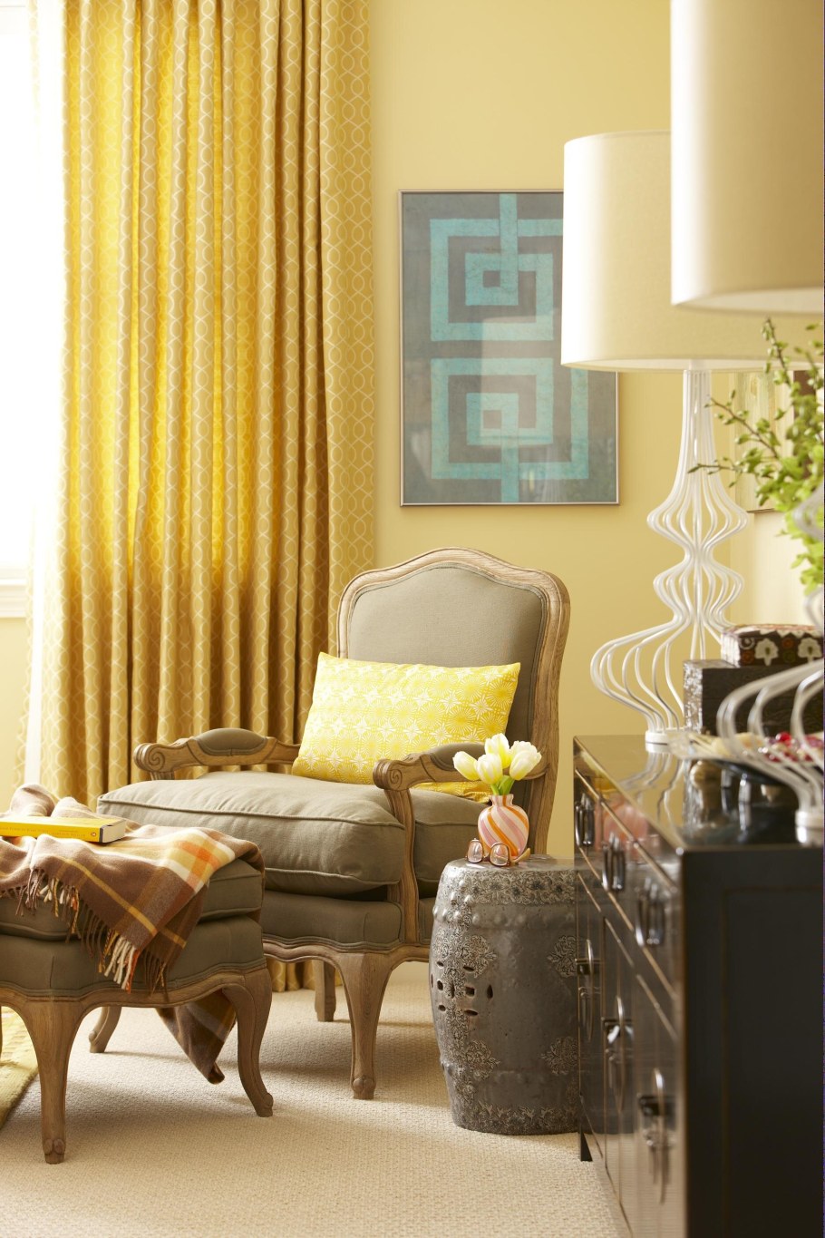 Желто бежевый цвет в интерьере