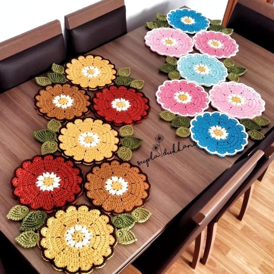 Вязаные коврики крючком