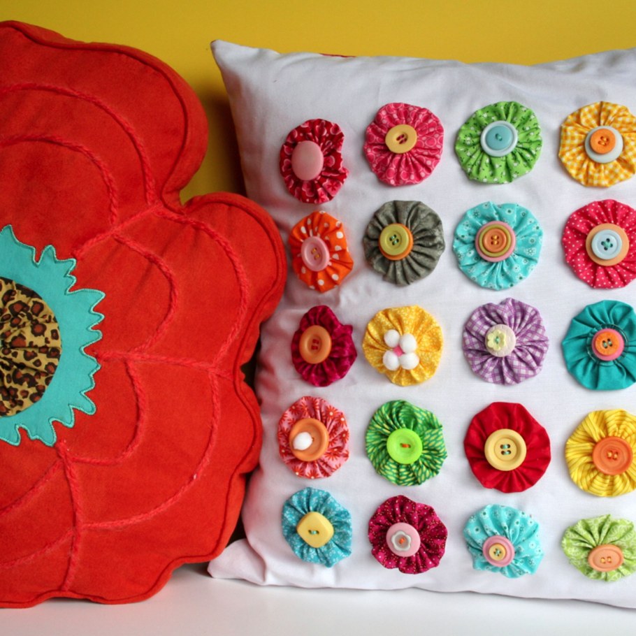 Цветы йо-йо из лоскутков ткани