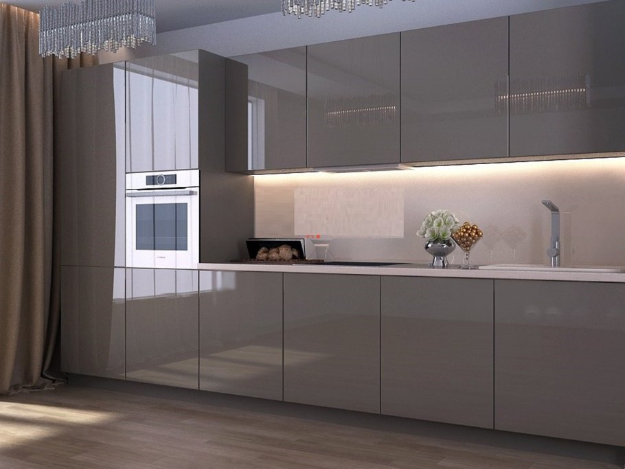 Кухня угловая серый матовый Алвик