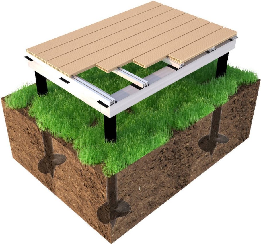 Свайно-ростверковый фундамент под террасу