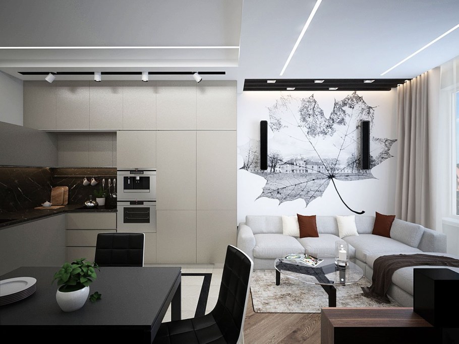 Кухня гостиная современный Минимализм