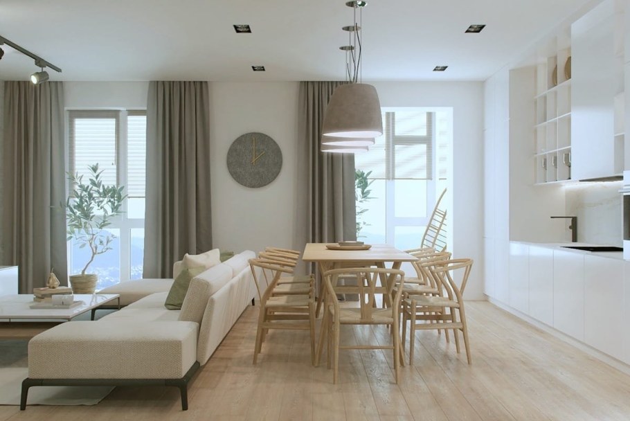 Гостиная столовая в стиле Минимализм