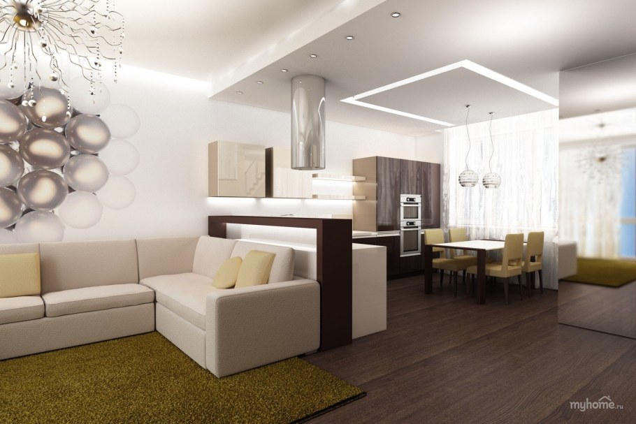 Гостиная совмещенная с кухней