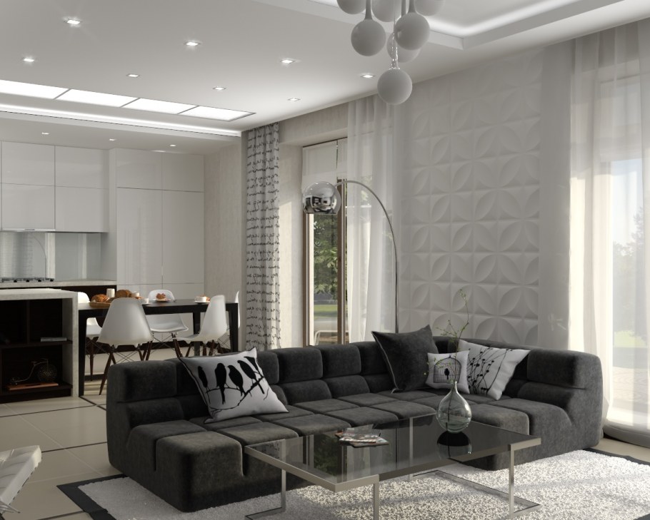 Кухня гостиная в минималистическом стиле